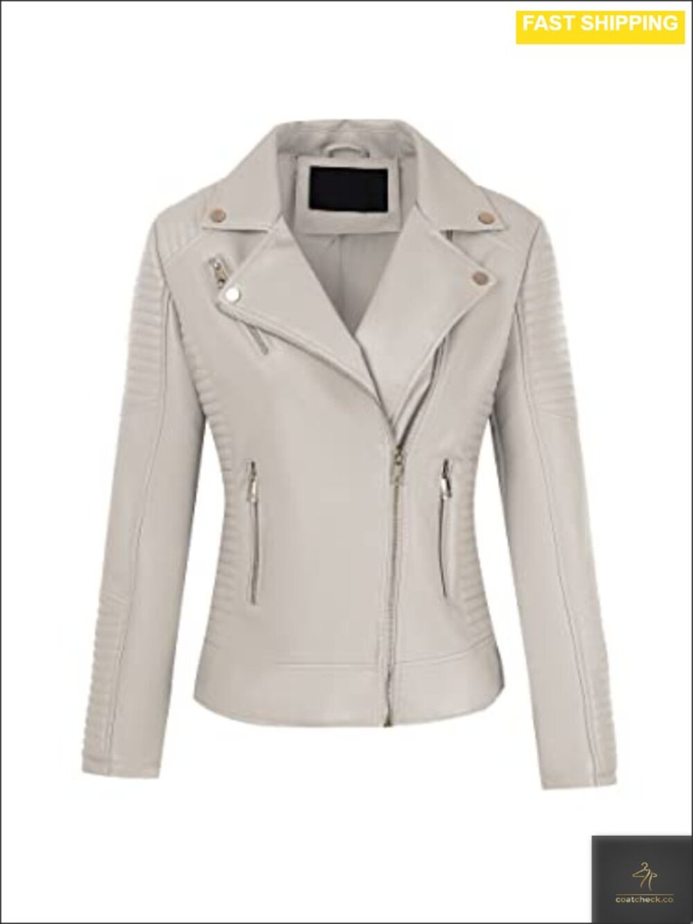 Faux Leather Moto Jacket Lightweight Asymmetric Zip Biker Coat